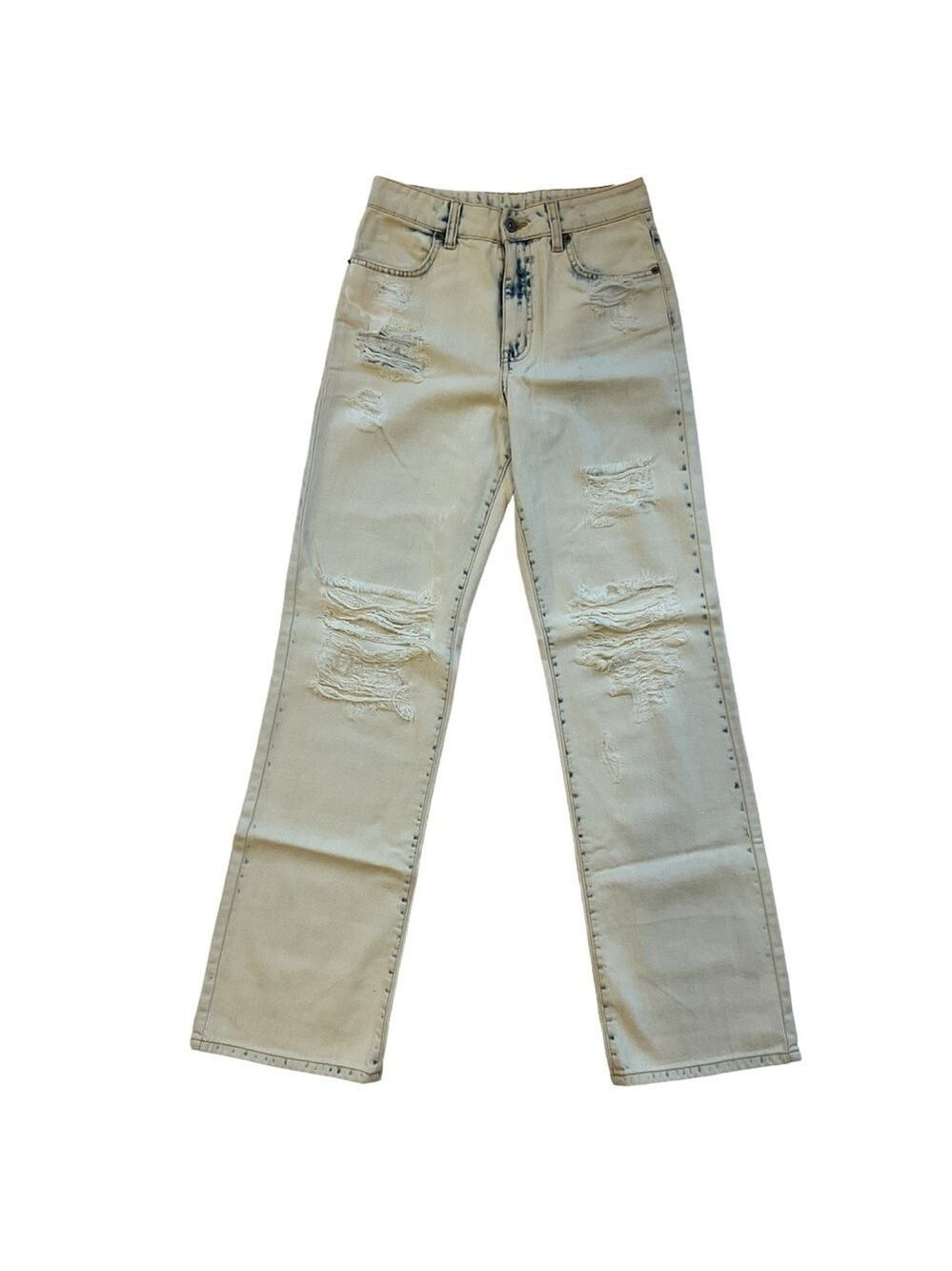 Carmar jeans Lindsay Baggy straight destroyed Ripped High Rise tie dye white 26
